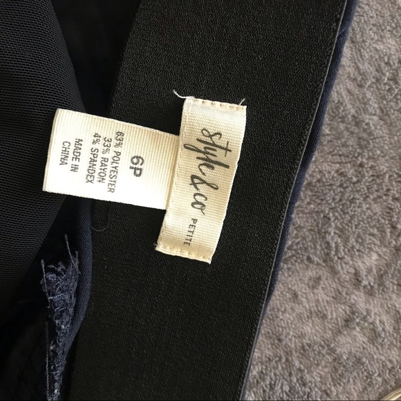 Petite Navy Blue Pants Spandex Waist - Picture 6 of 7